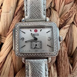 Michele Deco diamond watch. Needs new battery. Brand new Michele band.